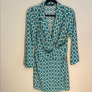 Zara Blue and White Geometric Dress